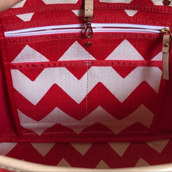 kate spade Bags Kate Spade New York Chevron Tote Red White Tan